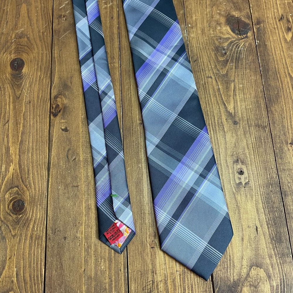 John sparks gray and purple plaid tie